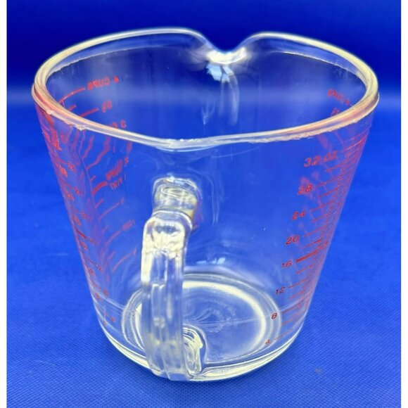 Pyrex 4-Cup D handle 532 glass measuring cup 1-quart USA red lettering FLAW - Picture 4 of 12